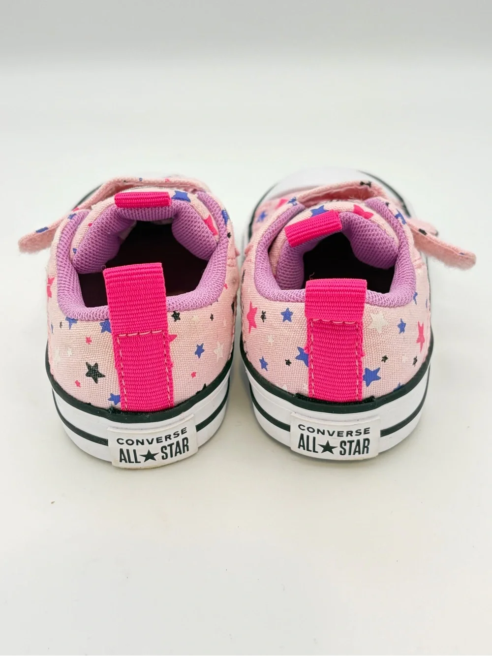 Converse Kids Pink Canvas Sneakers with Multicolor Star Print
